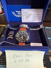 Squale 1521 Swiss Automatic Diver Watch Black Dial 500m Orange Strap Box