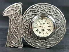 St Justin Pewter Celtic Knot Design  Mother of Pearl Face 10 Year Works VTG ***