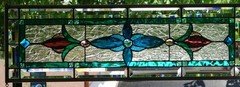 Stained Glass Transom window HANGING PANEL  32 1/4 X 11 1/4  incl hooks