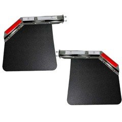 Stainless Angled Spring Loaded Mud Flap Hanger w 24x24 Mudflap Semi Truck Pair