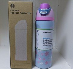 Starbucks X Owala 2026 Light Blue with Pink Sakura Insulated Straw Tumbler 24oz