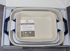 Staub Set of 2 Ceramic Rectangular Baking Dish Blue - 1.25 and 2.5 Qt NEW