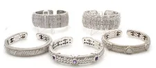 This is a picture showing Judith Ripka Sterling Silver Cuff Bracelets Lot of 5 D-623