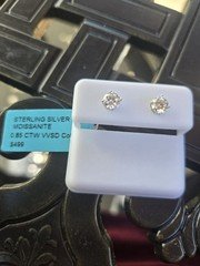Sterling Silver 925 Moissanite Prong Stud Earrings Round 0.85 cttw