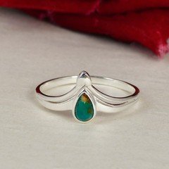Sterling Silver Chevron Turquoise Ring Solid 925 Silver Southwestern Design Ring