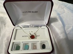 Sterling Silver Crab Necklace With Interchangeable Stones.