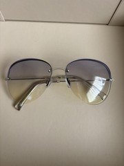 Steve Madden Rimless Aviator Sunglasses Gradient Gray Shield Lens Silver Frame 