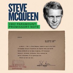Steve McQueen Signed 1962 Promissory Note Hell Is for Heroes Autograph Le Mans