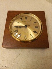 Stuart-Austin Quartz Clock Solid Mahogany Plaque Case 5" X 5"