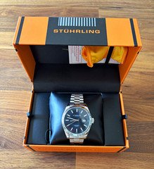 Stührling Lineage 3935 Quartz 42mm Blue Dial Steel Bracelet