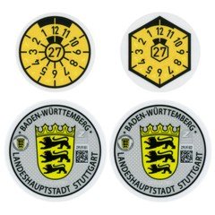 Stuttgart Germany License Plate Complete Sticker Set - Mercedes-Benz, Porsche