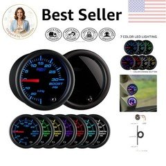 Stylish 2-1/16" Tinted Turbo Boost/Vacuum Gauge - 30 PSI & Multi-Color Display