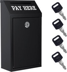 Sumerfnt Pay Here Cash Box for Farm Stand, Metal Cash Box with Lock and 4 Keys W