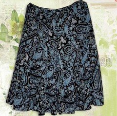 Summer Boho Vtg Paisley Maxi Skirt Fairy Coastal Blue Y2K Twee Artsy Indie