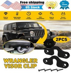 SUN VISOR CLIPS(2) FOR JEEP wrangler 2018 JK 18-22 JL 20-22 JEEP Gladiator BLACK