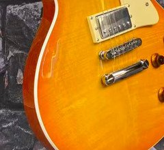 Sunset Orange Burst Tiger Striped LP Electric Guitar 6 String Chrome Hardware