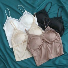 Super Cozy 100% Mulberry Silk Women Padded Camisole Cami Bra Bralette Tube Top