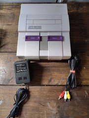 Super Nintendo SNES Console SNS-001 Gray Purple Tested Cleaned Works With Cables