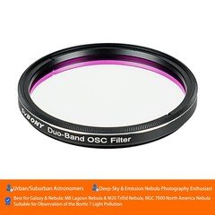 SVBONY SV220 Ha+OIII 7nm Duo-Band Nebula Filter 2" |Bortle 7 M8 &M20 NGC7000 M16