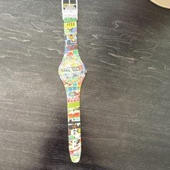 Swatch Devotion Quartz 34mm Clear Plastic Case Multicolor Graphic Dial 30m