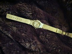 Swatch Irony Quartz Analog Day/Date 37mm White Dial Beige Leather 30m