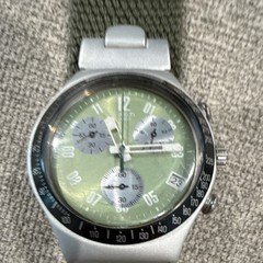 Swatch Irony Quartz Chronograph Date Green Dial Black Tachy Bezel 40mm WR30m