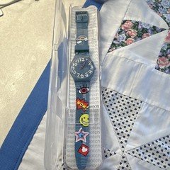 Swatch Tacoon  GS155 Analog Quartz Wristwatch Blue Dial Plastic Strap from 2018