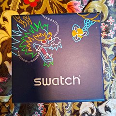 Swatch Year of the Dragon Quartz Analog Blue Plastic 34mm Watch w/ Box & Manual