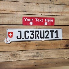 SWITZERLAND, SWISS  Euro, European License Plate. Embossed - ANY TEXT, TAG, BMW