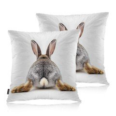 Swono Rabbit Square Pillow Covers Cushion Covers, Funny Bunny Tail 18 X 18 In...