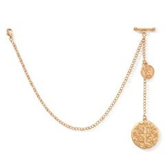 T Bar Men's Pocket Link Antique Vest Chains Golden Watch Chain with Locket Pe...