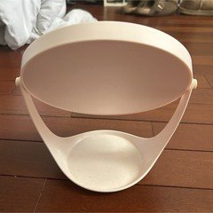 Target Round Freestanding Tabletop Make-up Mirror, Pink Matte Plastic