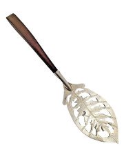 Taxco JS Mexico Sterling Silver Wood Fish Pastry Server Pierced Leaf 9.5" Signed