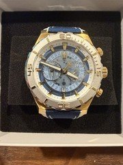TechnoMarine Blue Dial Chronograph Quartz 200m 45mm Watch Blue/White Strap