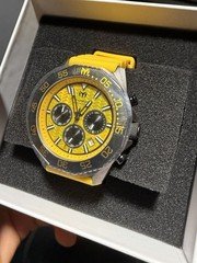 TechnoMarine Men's Quartz Chronograph Date Yellow Dial Rubber Strap 45mm Box