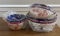 TEMP-TATIONS FLORAL LACE FIREWORKS PATRIOTIC NESTING MIXING BOWL 3 PC SET NEW!
