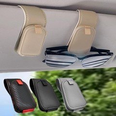 Teoenix Sunglass Holder for Car, 2 Pack Car 2 Pack, Beige 