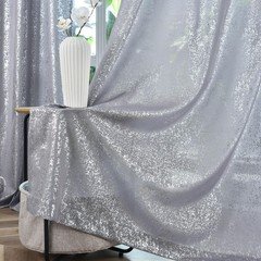 TERLYTEX Silver Curtains 95" Long, Metallic Foil Dots, 2 Panels