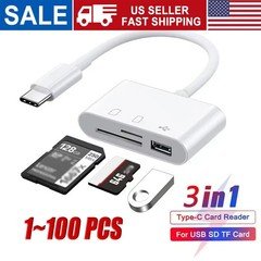 TF/SD Card Adapter Camera Reader Android Type-c For iPhone16 Pro Max Plus LOT