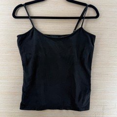 The Limited Stretch Black Camisole Top Built-in Shelf Bra Adjustable Straps SZ L