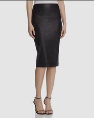 Theory Skinny Pencil Skirt Black Urban St Leather Size 0 Lamb Soft