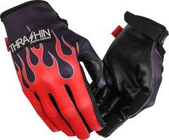 THRASHIN SUPPLY CO. Stealth Leather Palm Flame Gloves - Red - Small SV1-21-08