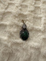 Tibetan Turquoise & Moonstone Pendant 925 Sterling Silver Neck Jewelry
