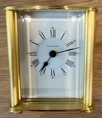TIFFANY & CO Portfolio Solid Brass Desk Clock Approximately 4"×3.5" Made Germany