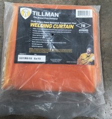 Tillman 601R610 Fire Resistant Welding Curtain 14 MIL 6x10 Ft Grommets all Sides