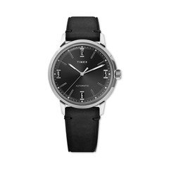 Timex Marlin Automatic Black Dial Silver Stainless Case Black Leather 40m