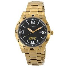 Timex UFC Men's Gold-Tone Quartz Analog Watch Black Dial Date Bracelet