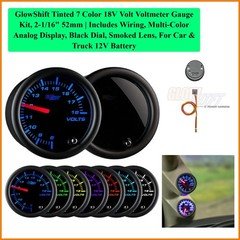Tinted 7 Color 18V Volt Voltmeter Gauge Kit, 2-1/16" 52mm | Includes Wiring, ...