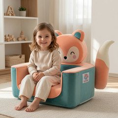 TinyHug Fox Toddler Chair - Plush Montessori Kids Armchair with Washable Cover