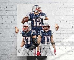Tom Brady, Rob Gronkowski and Julian Edelman Patriots Canvas Wall Art / Poster